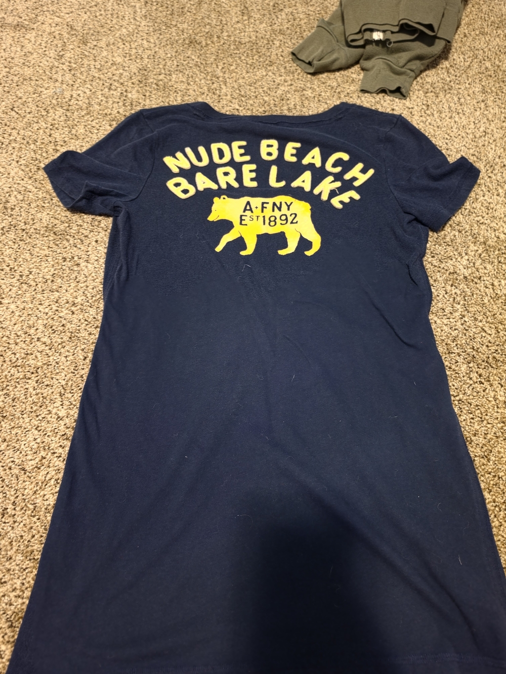Abercrombie & Fitch Navy V-Neck--Nude Beach, Bare Lake--Vintage